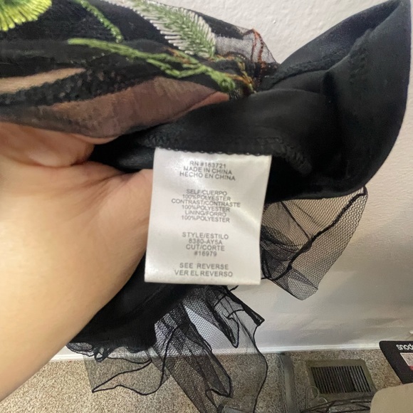 City Studio Macys Black Lace Floral 50s style sleeveless Ruffles Dress Large - Picture 7 of 9